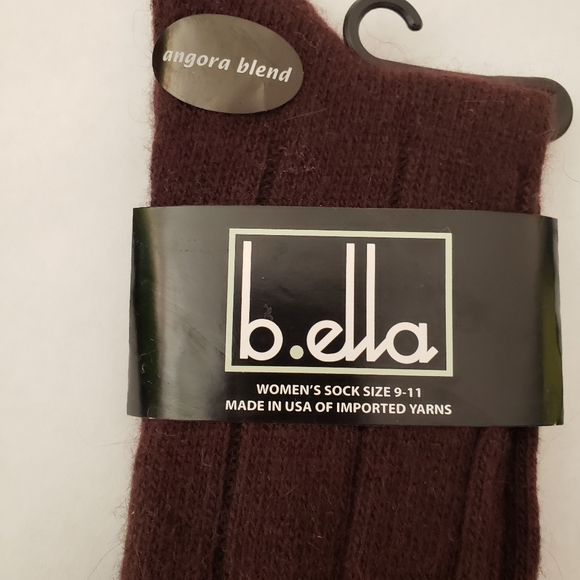 B.Ella Dark Brown Ribbed Women's Dress Socks Size 9-11 #3507 Angora Blend - Picture 3 of 3